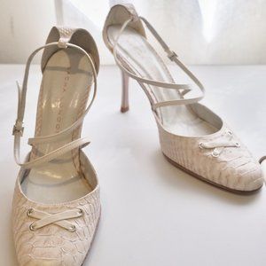 Sacha London White leather heels with crisscross ankle strap - Size 38